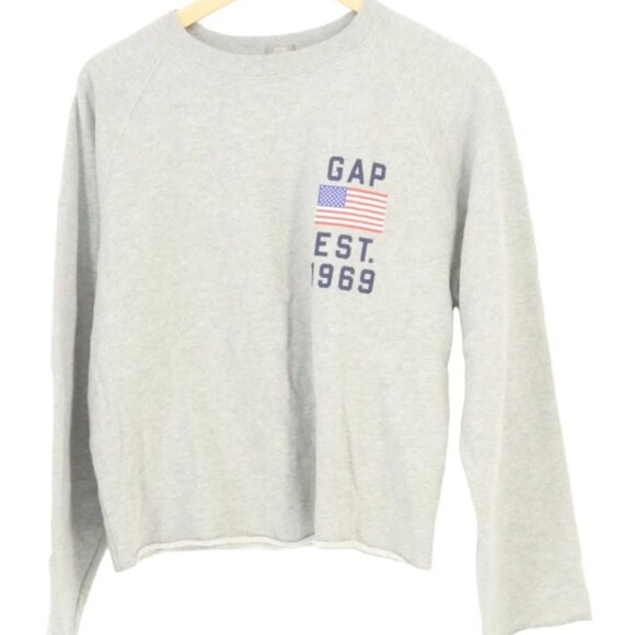 Gap - Logo Raw Edge Vintage Crewneck Sweatshirt 688273 | Medium | Heathered Gray - Picture 10 of 16